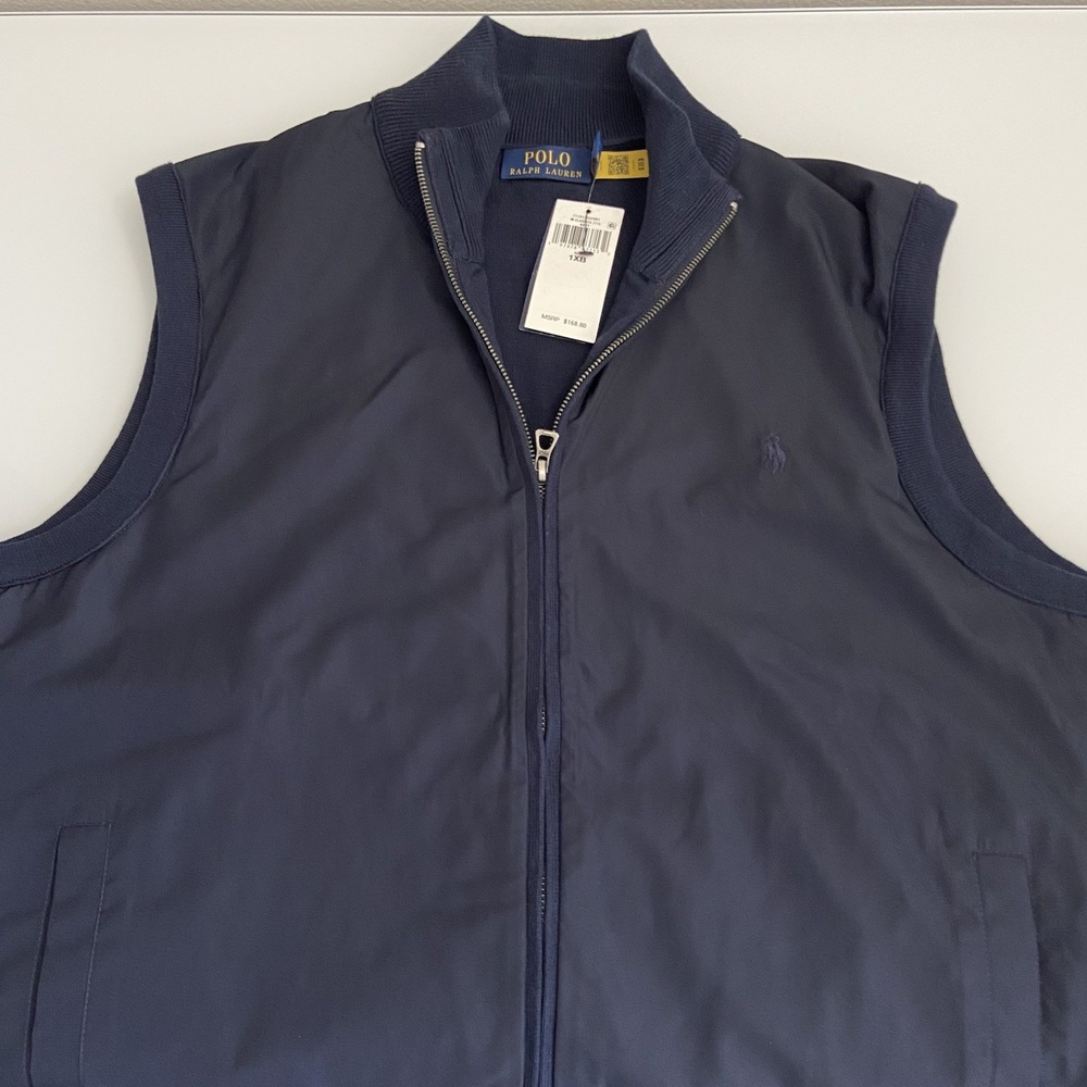 Polo Ralph Lauren‎ Men's Hybrid Sweater Size 1XB Navy Blue Full Zip New
